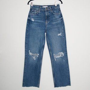 Zara High Rise Straight Leg Distressed Jeans Size 4 / 28" Waist